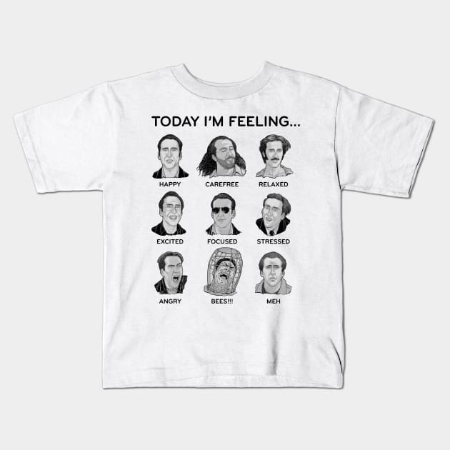 Nicolas Cage - Today I'm Feeling Kids T-Shirt by lockard dots